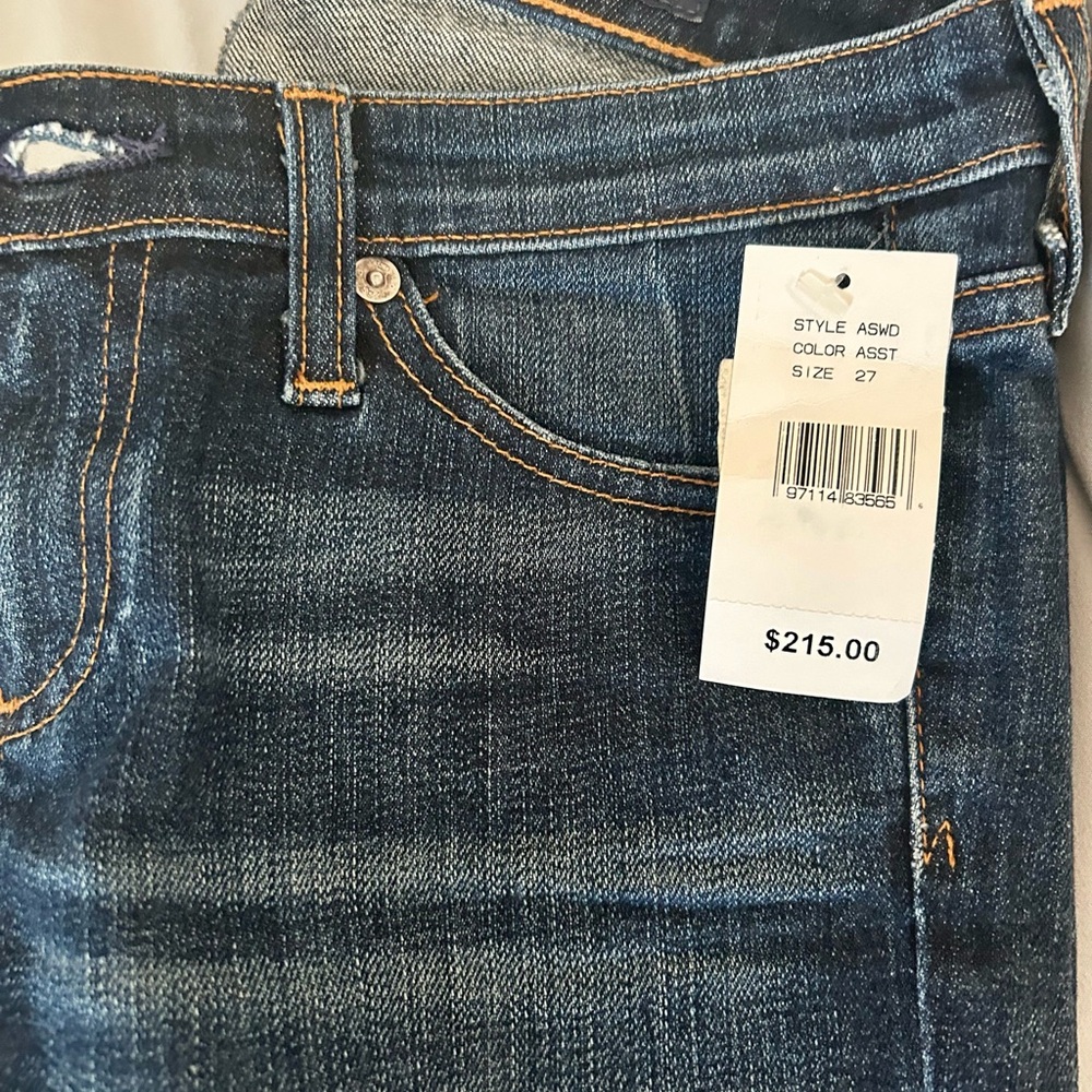 Ag Adriano Goldschmied Dark Blue Denim Jeans with Orange Stitching